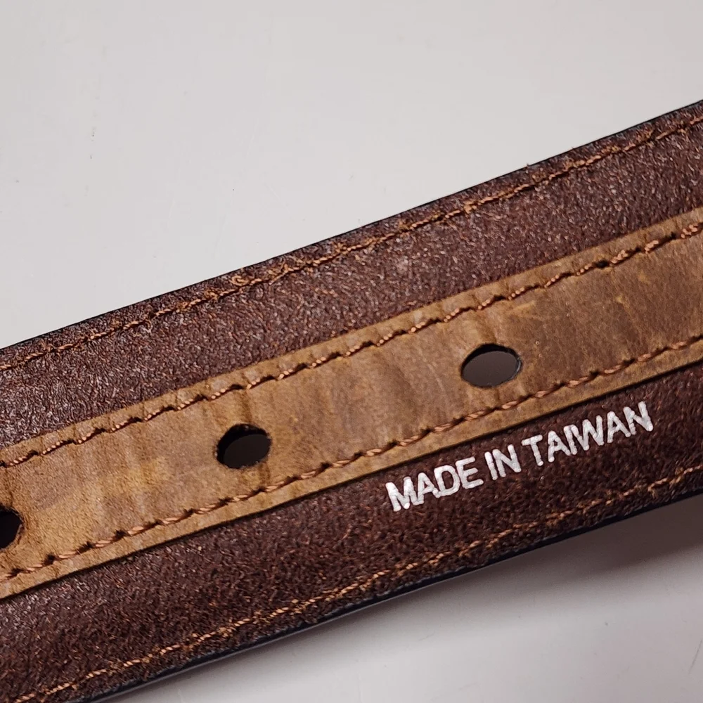 Nocona Belt Sz 32 Brown Tan Genuine Leather Silver Buckle Excellent Condition
